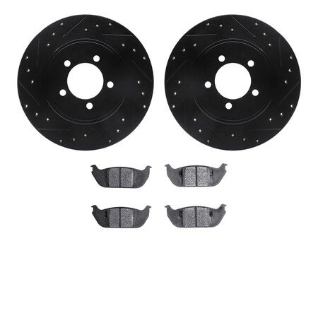 Dynamic Friction Co 8302-55006, Rotors-Drilled and Slotted-Black with 3000 Series Ceramic Brake Pads, Zinc Coated 8302-55006